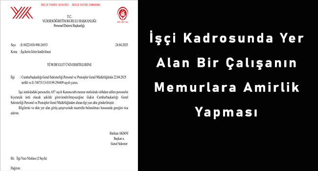 İşçi Kadrosunda Yer Alan Bir Çalışanın Memurlara Amirlik Yapması